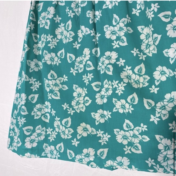 5/$25 Vintage Elle Elle Green White Floral Print Elastic Waist Midi Skirt M - Picture 7 of 16